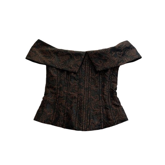 LPA Tops - LPA Black and Brown Off-Shoulder Top